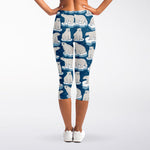 Polar Bear On Ice Pattern Print Women's Capri Leggings