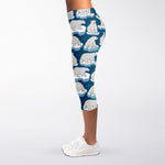 Polar Bear On Ice Pattern Print Women's Capri Leggings