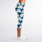 Polar Bear On Ice Pattern Print Women's Capri Leggings