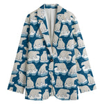 Polar Bear On Ice Pattern Print Women's Cotton Blazer