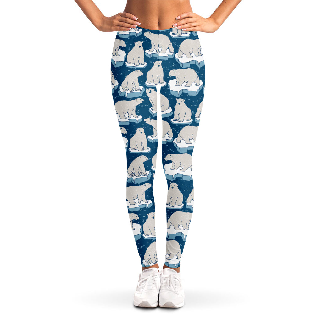 Polar Bear On Ice Pattern Print Women's Leggings