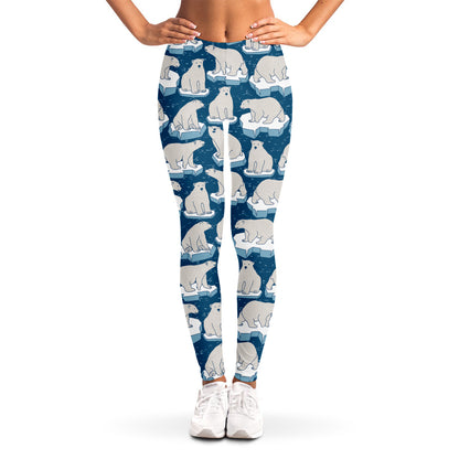 Polar Bear On Ice Pattern Print Women's Leggings
