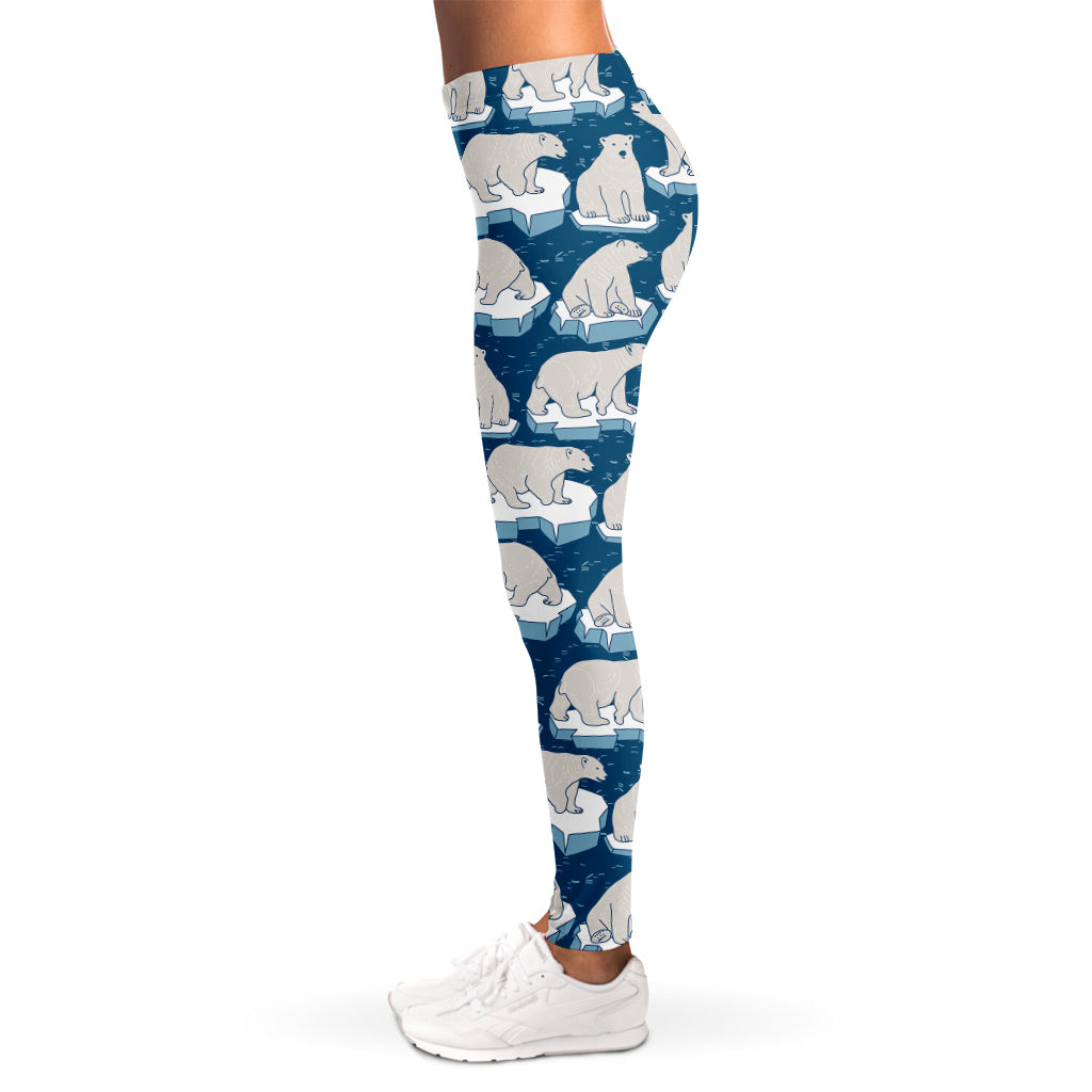 Polar Bear On Ice Pattern Print Women's Leggings