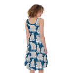 Polar Bear On Ice Pattern Print Women's Sleeveless Dress