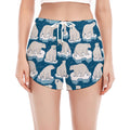 Polar Bear On Ice Pattern Print Women's Split Running Shorts
