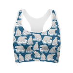 Polar Bear On Ice Pattern Print Women's Sports Bra