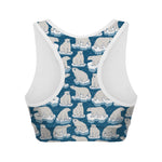 Polar Bear On Ice Pattern Print Women's Sports Bra