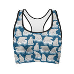 Polar Bear On Ice Pattern Print Women's Sports Bra