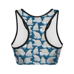 Polar Bear On Ice Pattern Print Women's Sports Bra