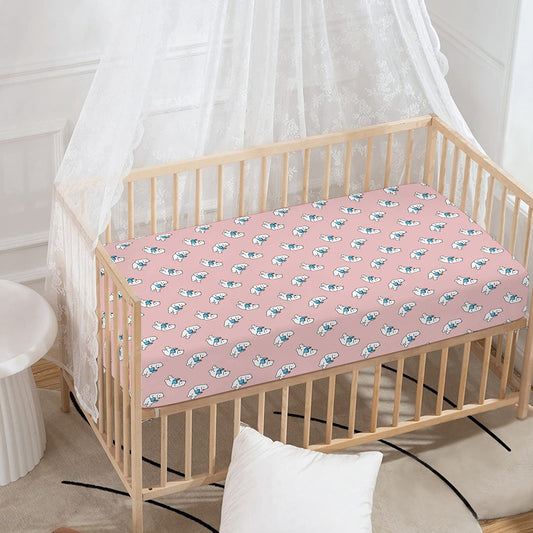 Polar Bear Reading Book Pattern Print Baby Crib Sheet