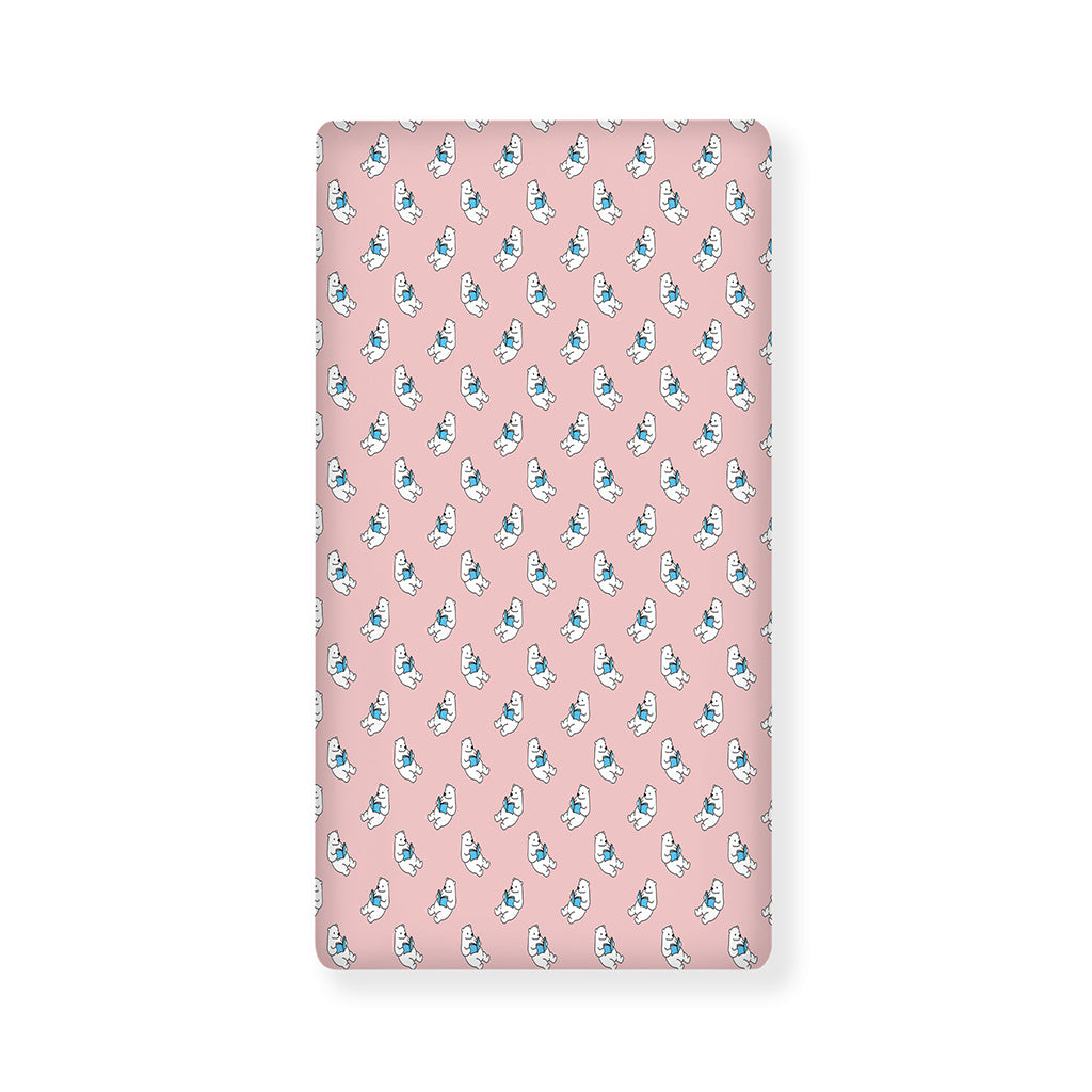 Polar Bear Reading Book Pattern Print Baby Crib Sheet