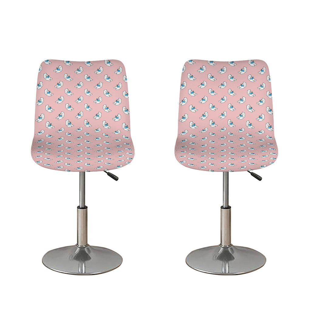 Polar Bear Reading Book Pattern Print Bar Stool Covers