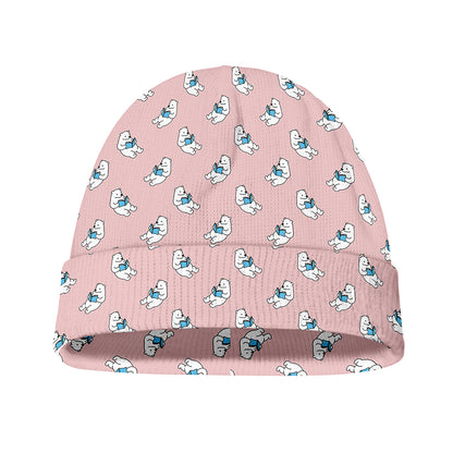 Polar Bear Reading Book Pattern Print Beanie