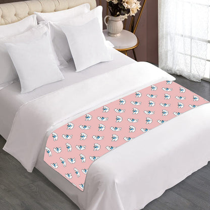 Polar Bear Reading Book Pattern Print Bed Runner
