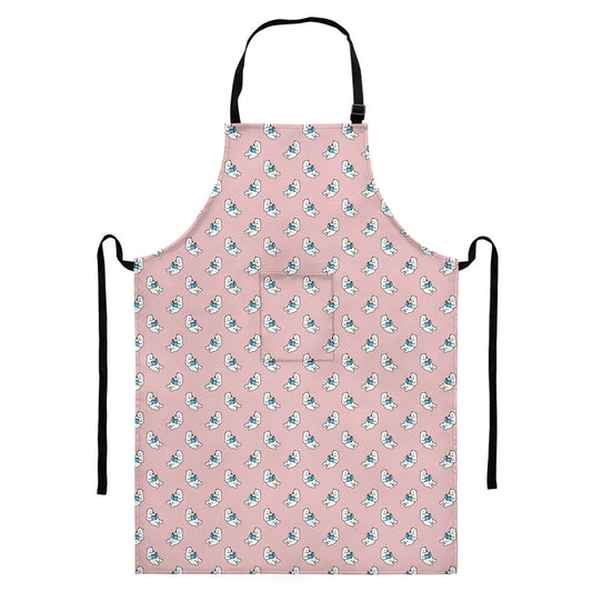 Polar Bear Reading Book Pattern Print Bib Apron With Pocket