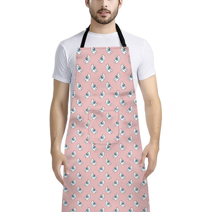 Polar Bear Reading Book Pattern Print Bib Apron With Pocket