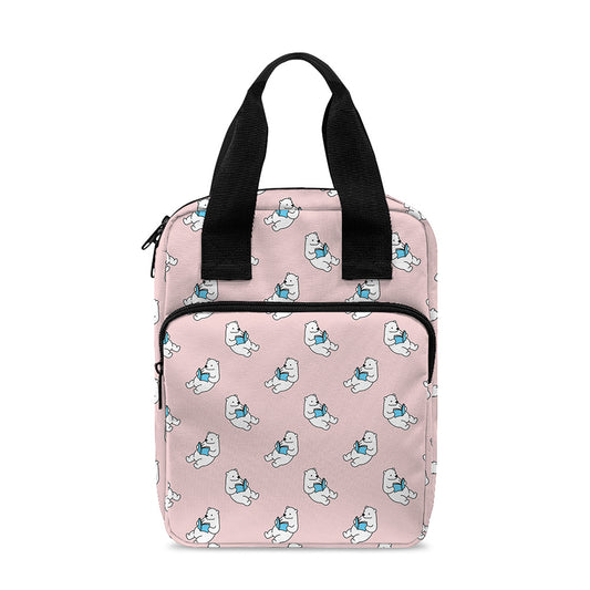 Polar Bear Reading Book Pattern Print Bible Tote Bag
