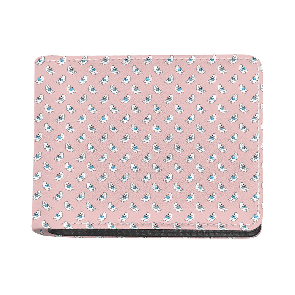 Polar Bear Reading Book Pattern Print Bifold Wallet
