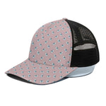 Polar Bear Reading Book Pattern Print Black Mesh Trucker Cap