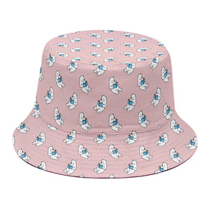 Polar Bear Reading Book Pattern Print Bucket Hat