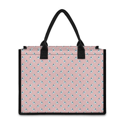 Polar Bear Reading Book Pattern Print Canvas Tote Bag