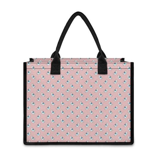 Polar Bear Reading Book Pattern Print Canvas Tote Bag