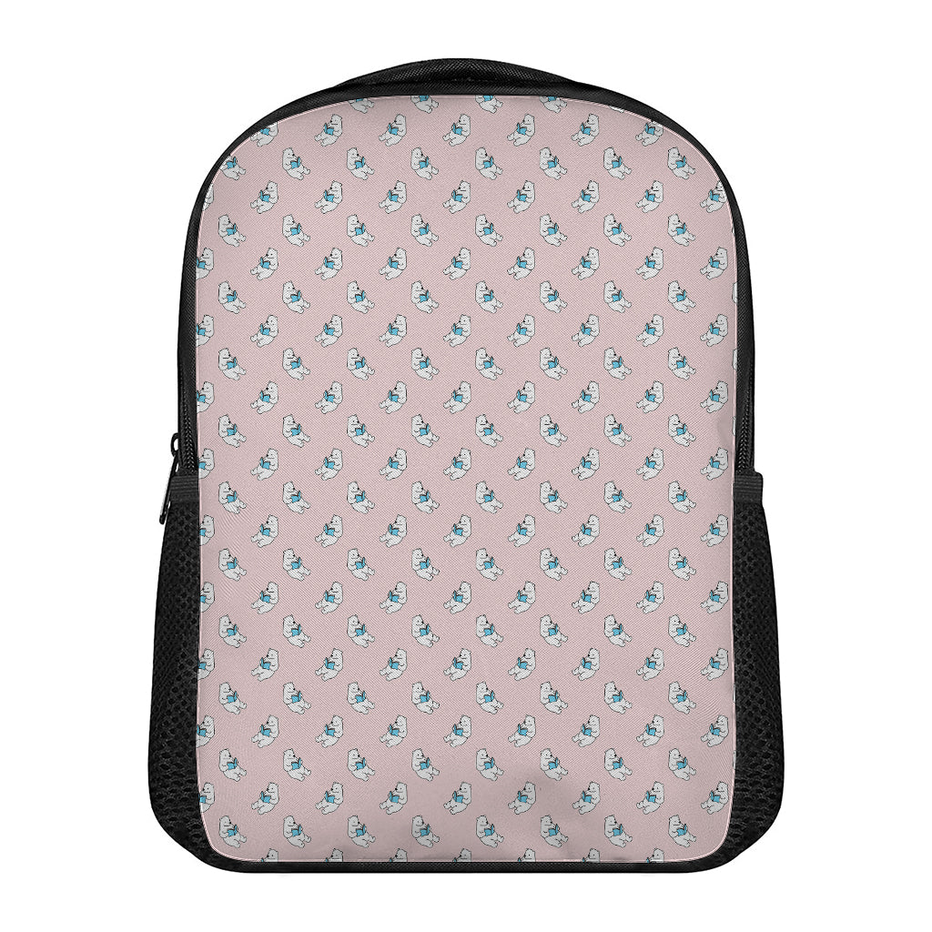 Polar Bear Reading Book Pattern Print Casual Backpack