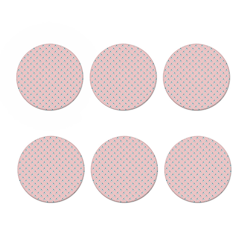 Polar Bear Reading Book Pattern Print Coaster Set