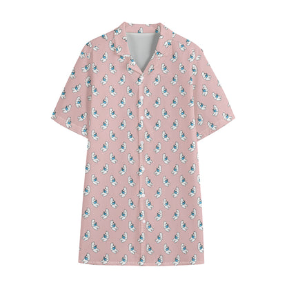 Polar Bear Reading Book Pattern Print Cotton Hawaiian Shirt