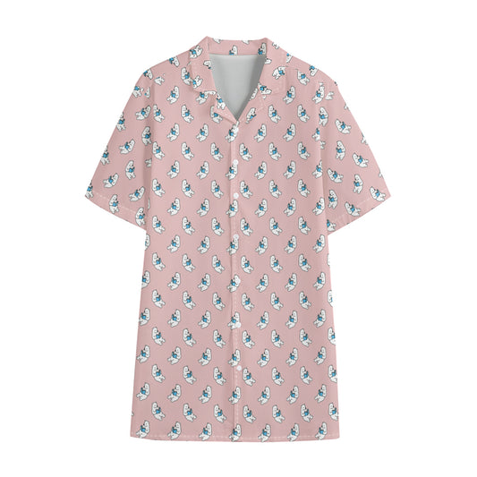 Polar Bear Reading Book Pattern Print Cotton Hawaiian Shirt