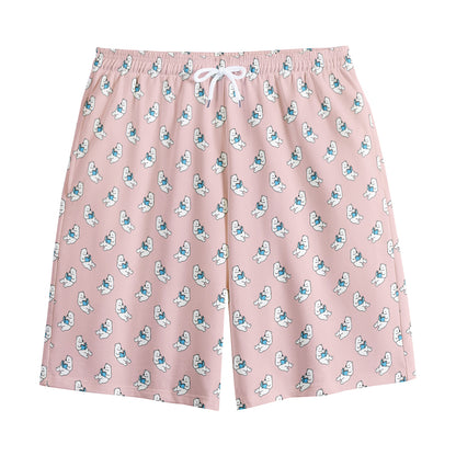 Polar Bear Reading Book Pattern Print Cotton Shorts