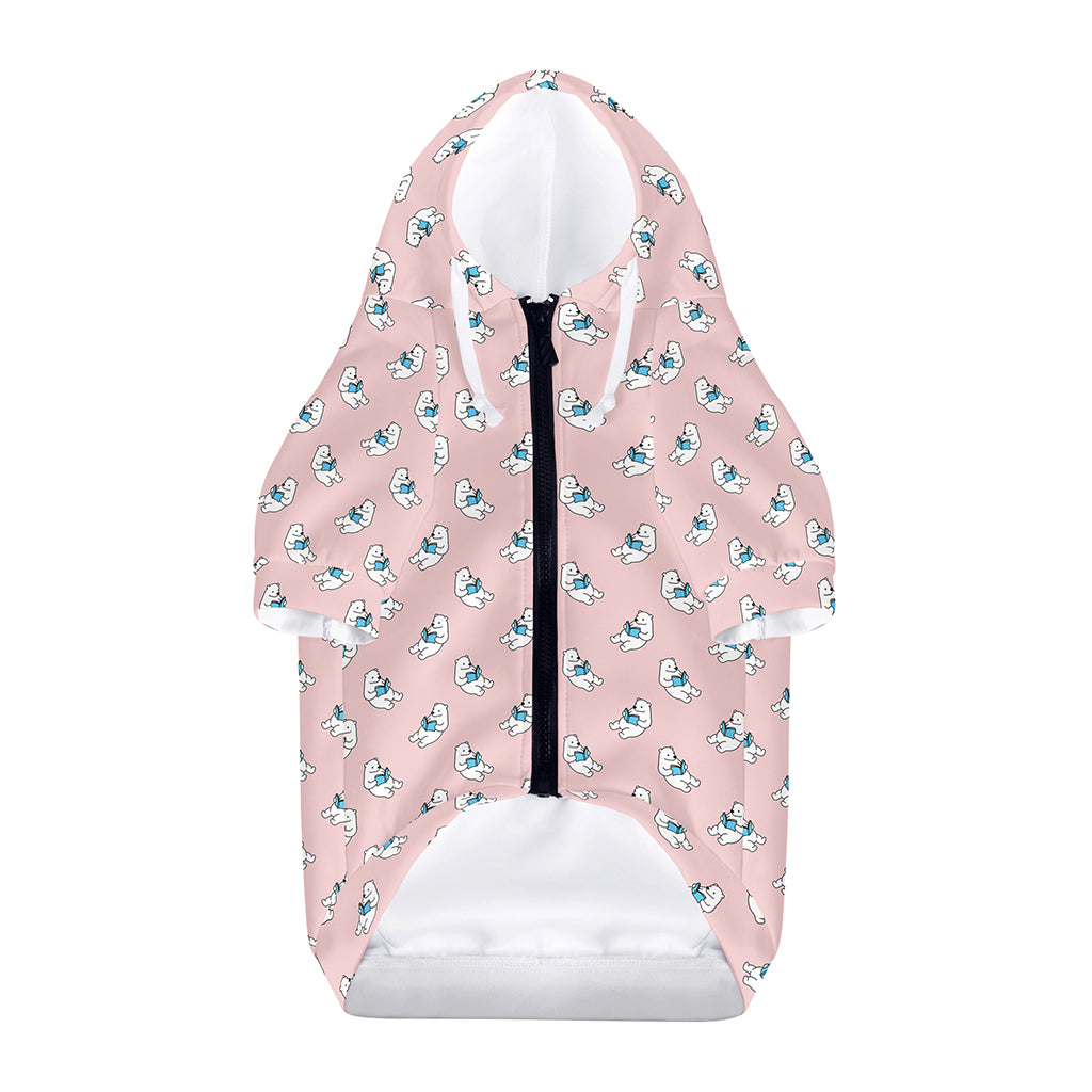 Polar Bear Reading Book Pattern Print Dog Zip Up Hoodie