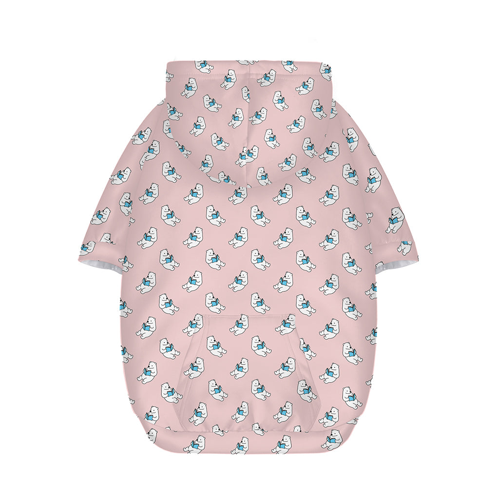 Polar Bear Reading Book Pattern Print Dog Zip Up Hoodie