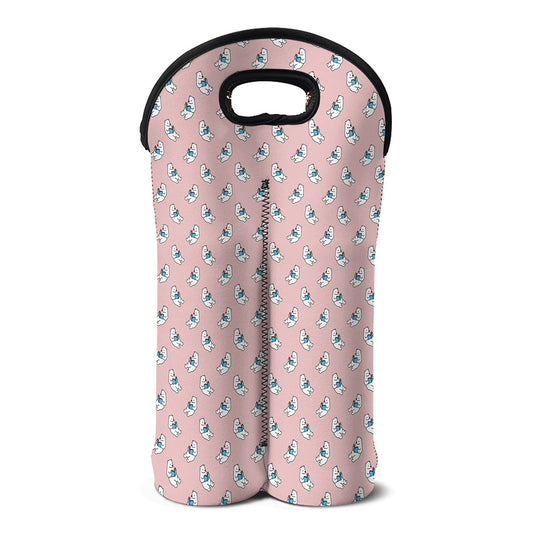 Polar Bear Reading Book Pattern Print Double Neoprene Wine Tote