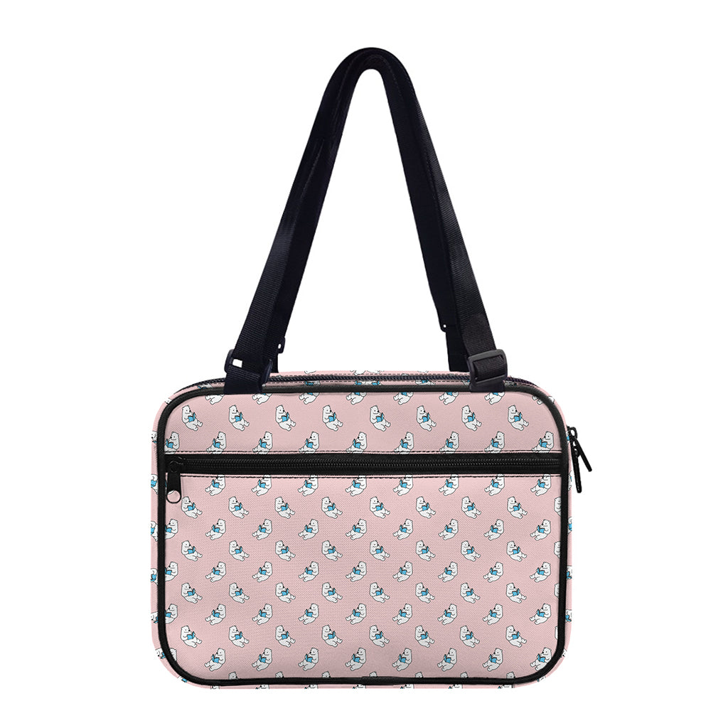 Polar Bear Reading Book Pattern Print Double Strap Bible Bag