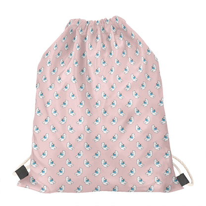 Polar Bear Reading Book Pattern Print Drawstring Bag