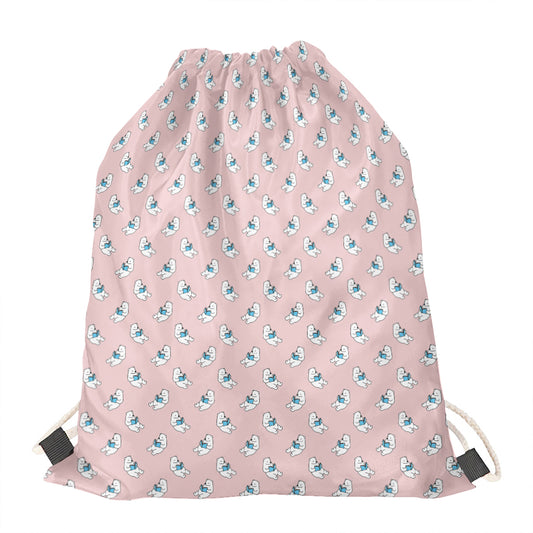 Polar Bear Reading Book Pattern Print Drawstring Bag