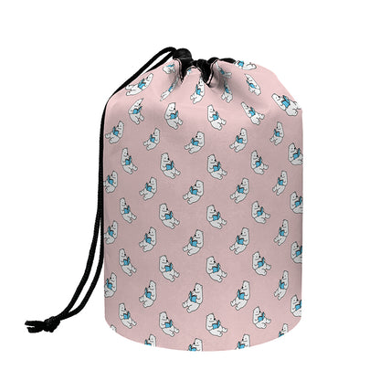 Polar Bear Reading Book Pattern Print Drawstring Makeup Bag