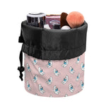 Polar Bear Reading Book Pattern Print Drawstring Makeup Bag