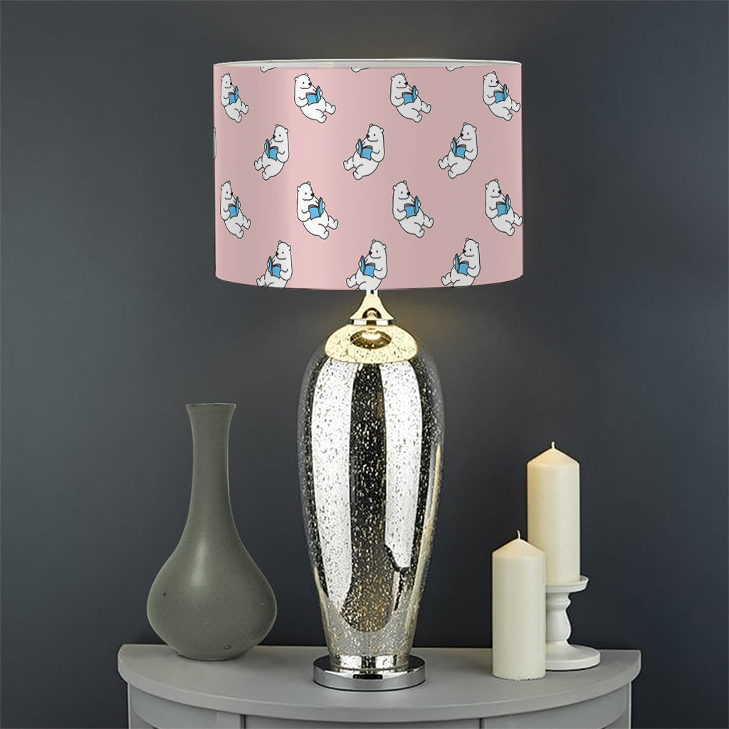 Polar Bear Reading Book Pattern Print Drum Lamp Shade