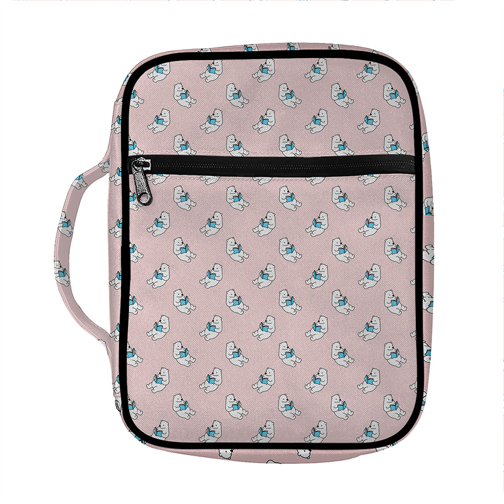 Polar Bear Reading Book Pattern Print Front Pocket Bible Bag
