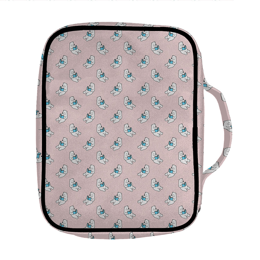 Polar Bear Reading Book Pattern Print Front Pocket Bible Bag