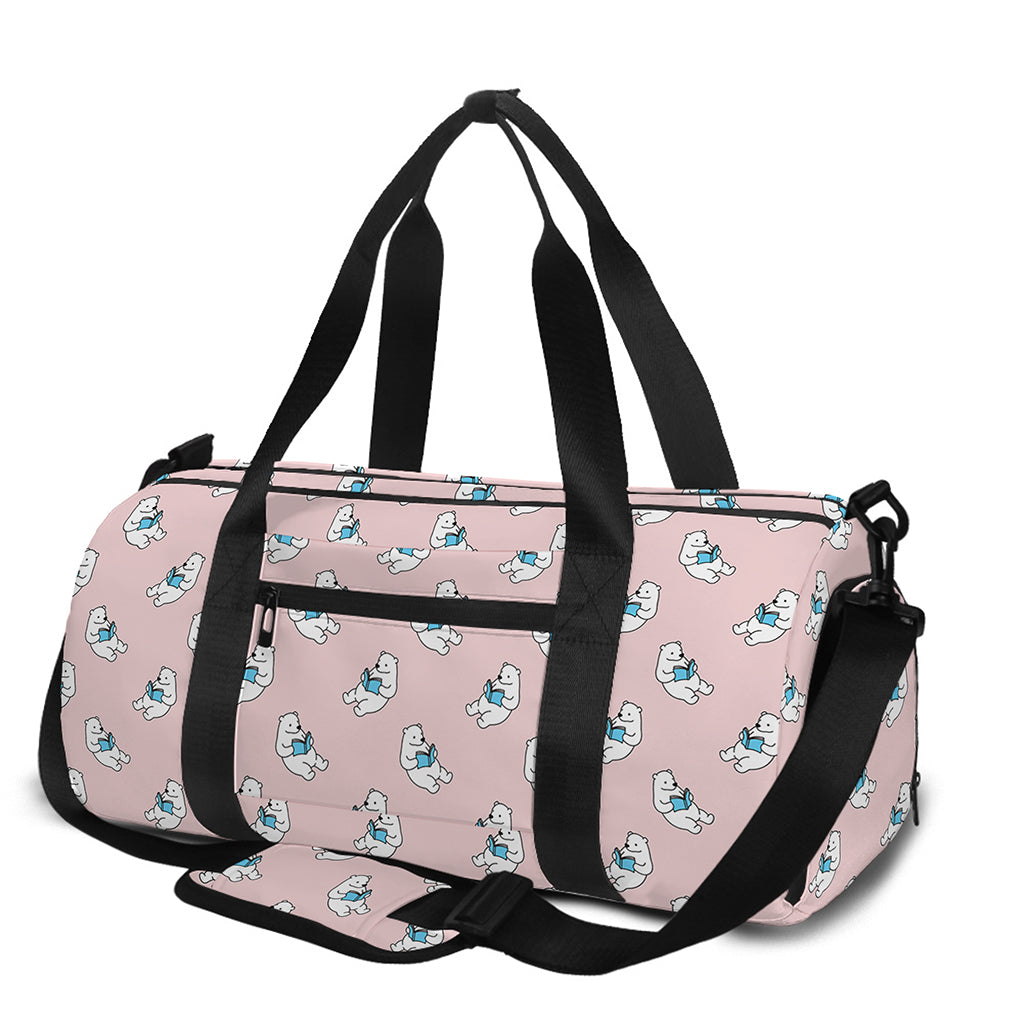 Polar Bear Reading Book Pattern Print Gym Bag