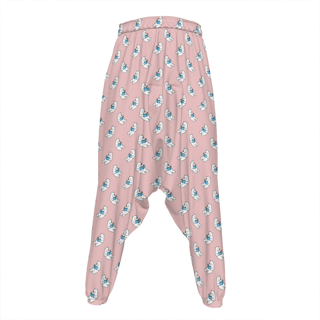 Polar Bear Reading Book Pattern Print Hammer Pants