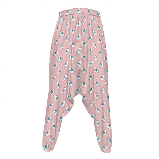 Polar Bear Reading Book Pattern Print Hammer Pants