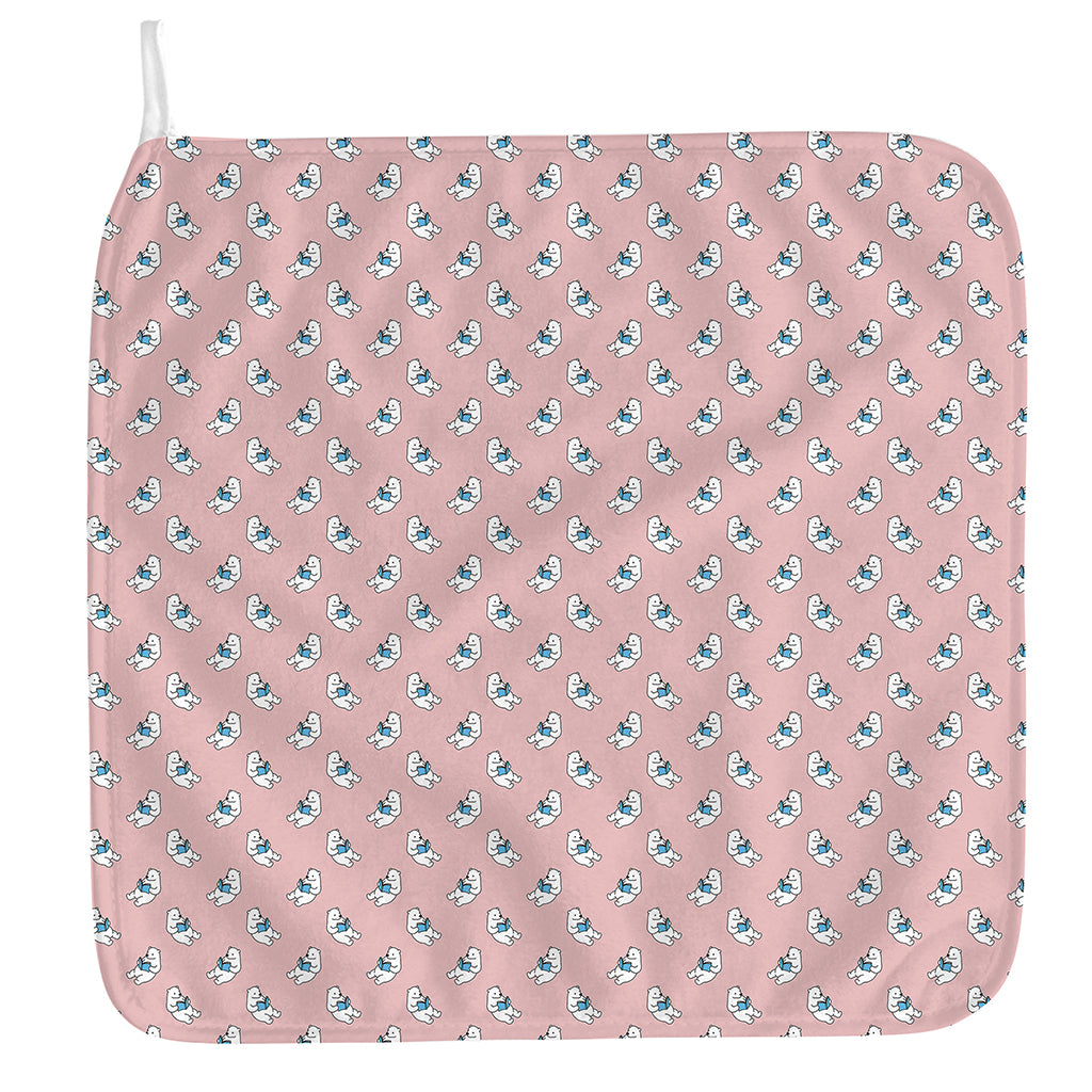 Polar Bear Reading Book Pattern Print Hand Towel