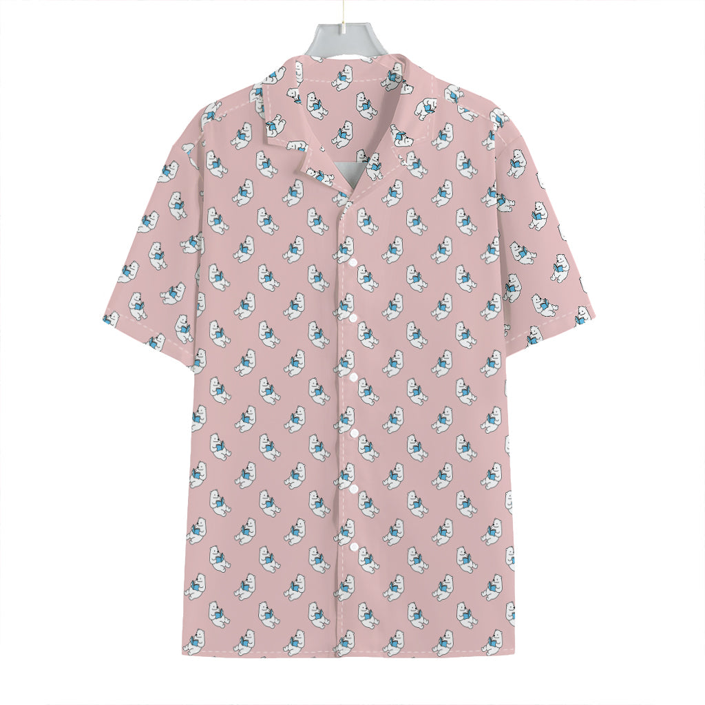 Polar Bear Reading Book Pattern Print Hawaiian Shirt