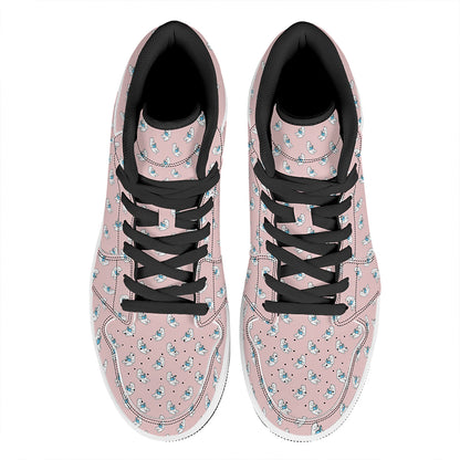 Polar Bear Reading Book Pattern Print High Top Leather Sneakers