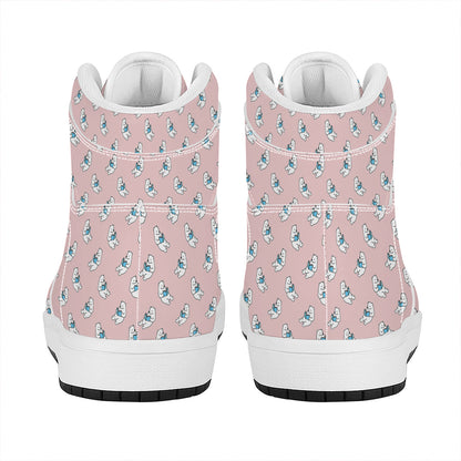 Polar Bear Reading Book Pattern Print High Top Leather Sneakers