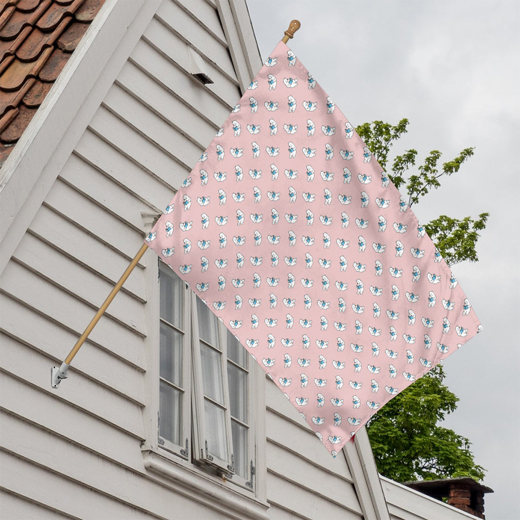 Polar Bear Reading Book Pattern Print House Flag